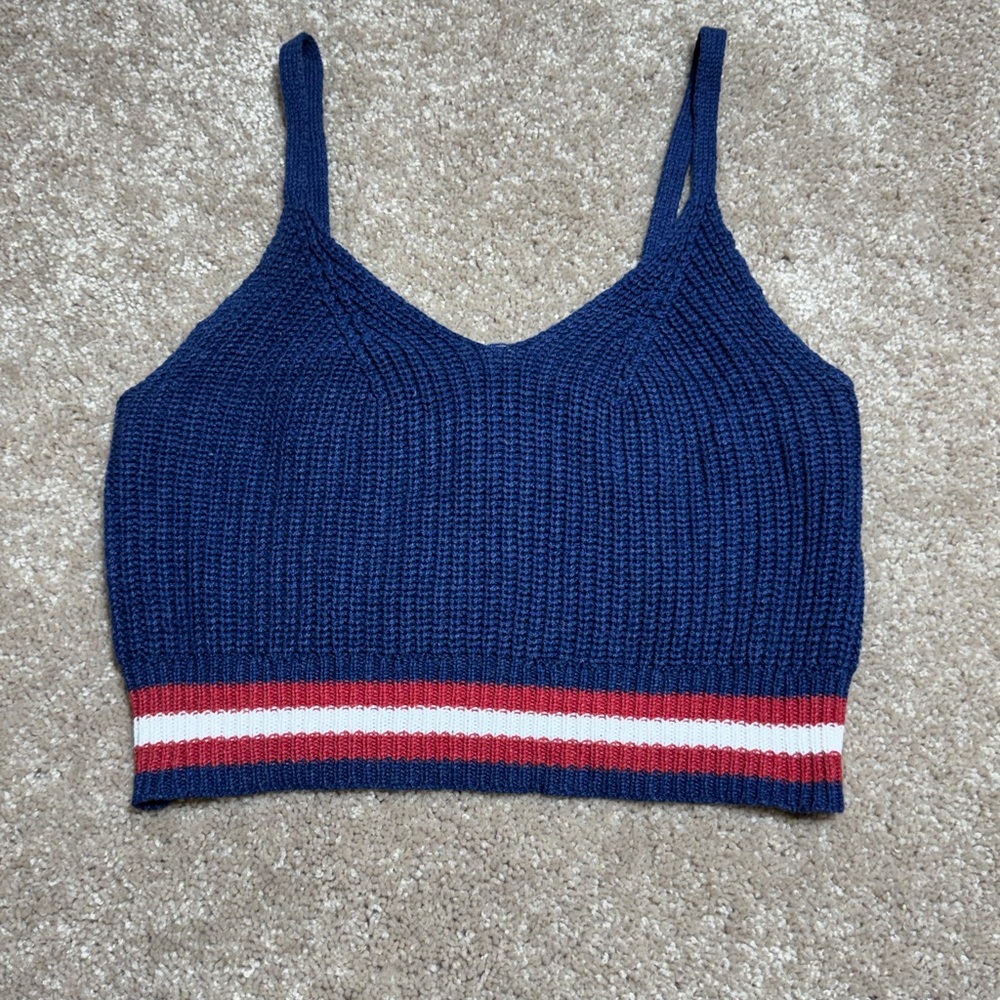 American Eagle Navy Ribbed Knit Tank